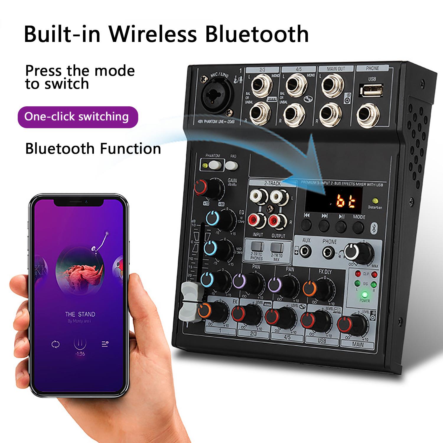 GAX-TG502 小型调音台4路录音DJ手机电脑USB蓝牙数字效果器