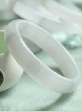 水墨丹青玉手镯冰灰色女士玉石镯子阿富汗汉白玉手镯礼品