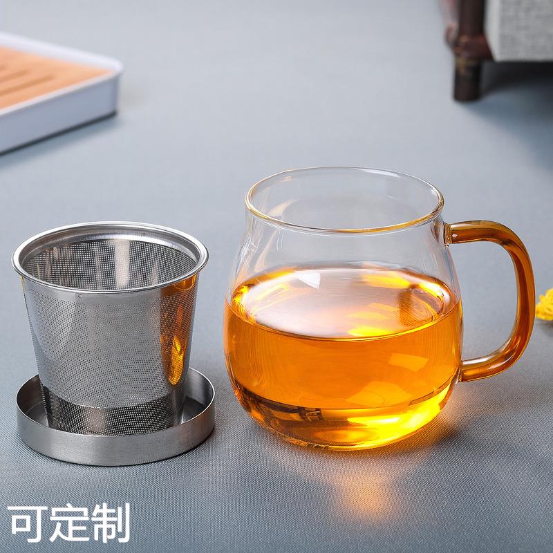 加厚玻璃杯水杯不锈钢盖透明杯子家用水杯泡茶带盖花茶杯 - 图0