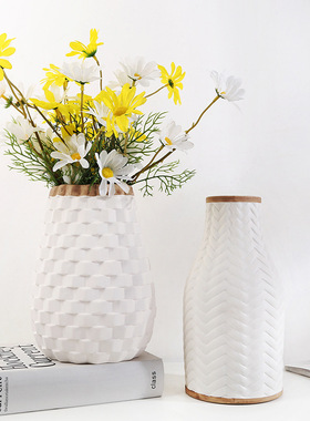 北欧ins白色大号水培陶瓷花瓶现代简约时尚家居客厅装饰品摆件定