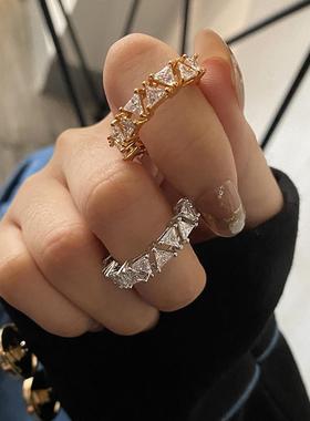 时尚个性ins潮小众设计精致装饰食指指环情侣对戒韩版镀金戒指女