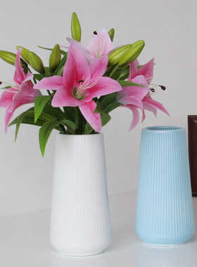 插小支百合陶瓷花瓶白色水养鲜花现代简约客厅餐桌摆件外贸供货定