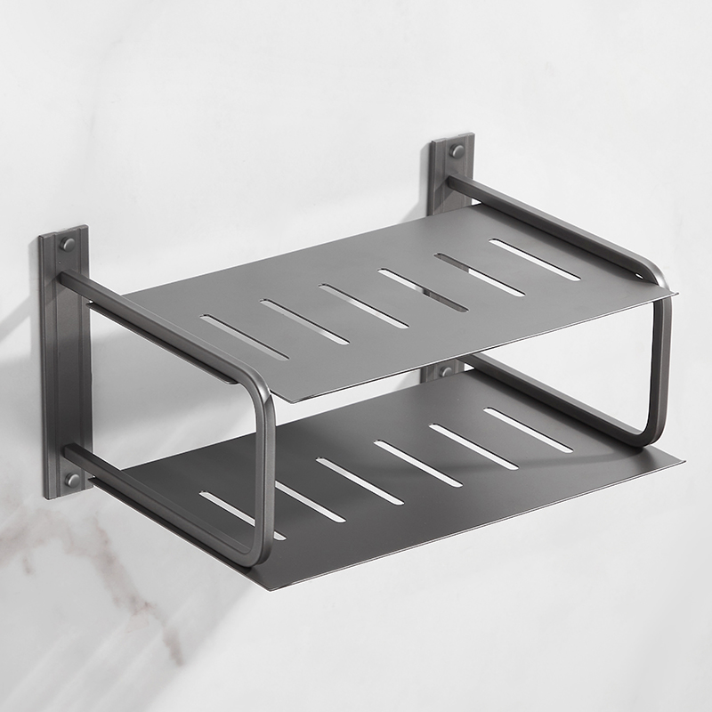 太空铝电视机墙上机顶盒路由器壁挂式收纳盒支架多层投影仪置物架 - 图0