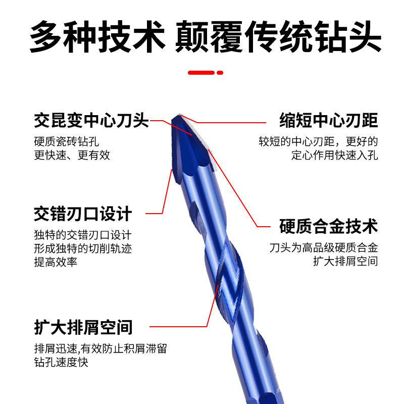 睿麒瓷砖打孔歪头偏心钻打混凝土磁砖水泥陶瓷专用超硬三角钻头 - 图2