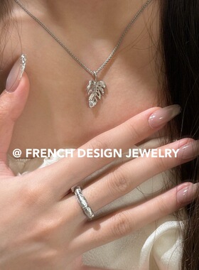 高级感法式布契风拉丝竹节戒指S925纯银开口可调戒指气质百搭女款