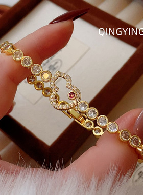 时尚轻奢镂空葫芦排钻手链女轻奢高级感手镯超闪气质精致百搭首饰