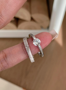 S925纯银悬浮钻水星记戒指女中古风复古轻奢高级感小红书爆款指环