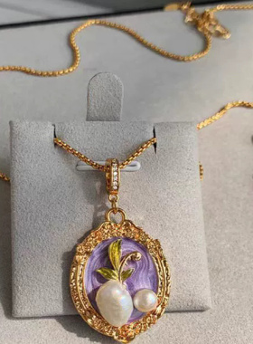紫色巴洛克天然淡水珍珠毛衣链