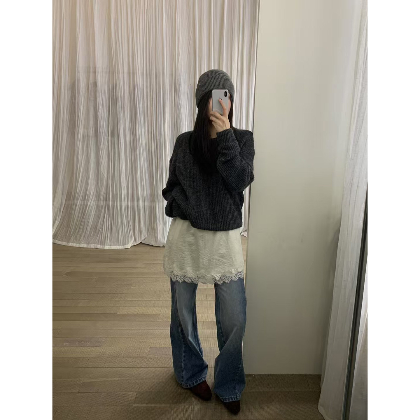 冬季ins博主风时髦搭配花边拼接吊带裙女叠穿百搭氛围感,淘宝优惠券,粉丝福利购,淘宝优惠卷