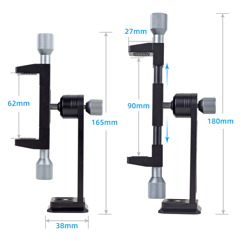 科加双热靴全金属铝合金直播手机夹子三脚架通用固定云台补光灯话筒扩展配件横竖360度旋转视频通用手机夹 - 图3