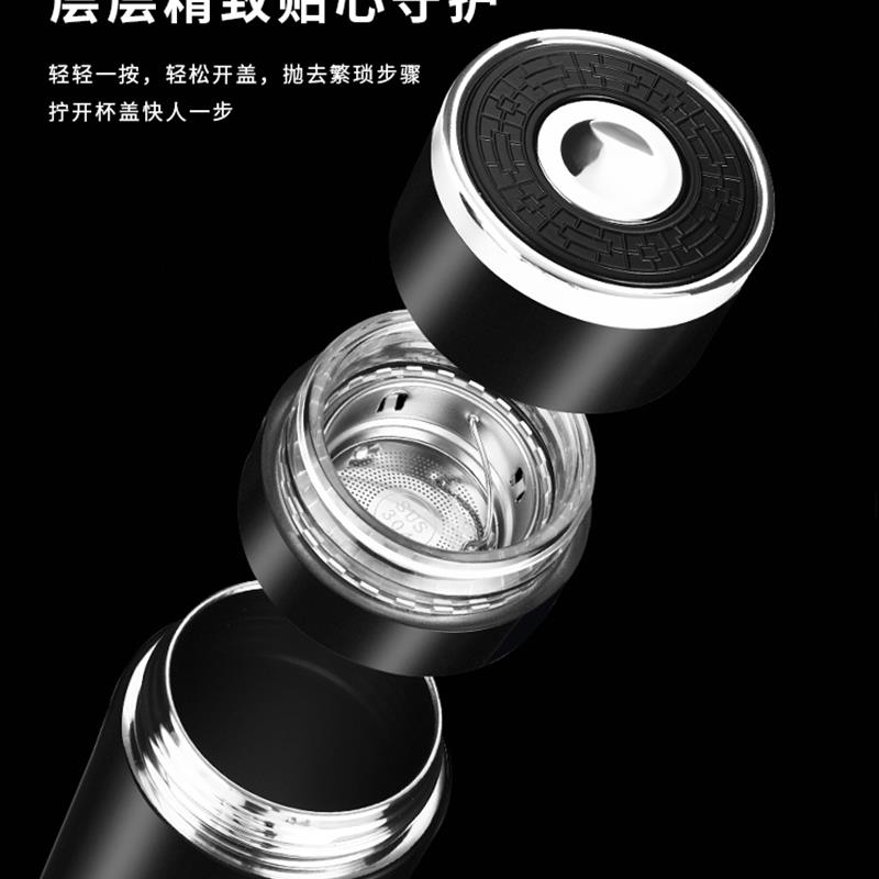 德国一键开盖车载玻璃杯防摔保温杯316不锈钢2024新款水杯茶杯冬