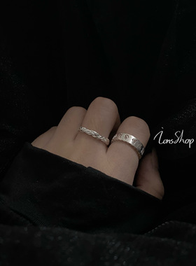 指环镂空对戒纯银高级感简约情侣