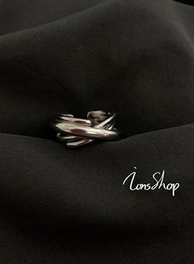 交叉不规则几何做旧纯银戒指嘻哈