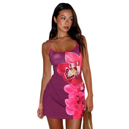 Strap sleeveless slim fit short dress印花无袖修身短连衣裙女 - 图3