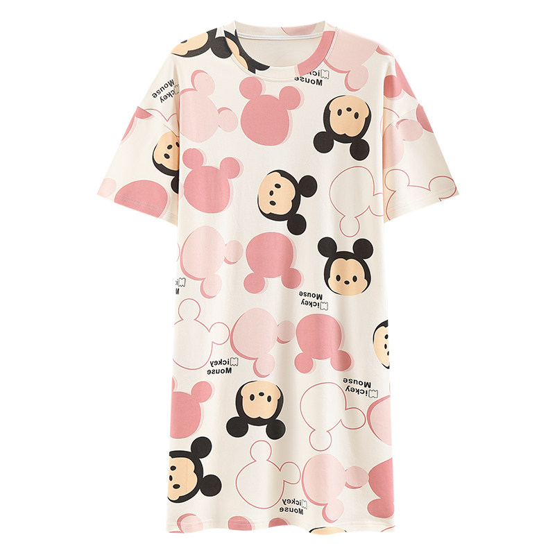 自带胸垫一体式纯棉夏季文胸胖睡裙 花氧内衣睡裙