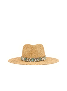 Nikki Beach驼色缎带大檐防晒草编宽檐帽度假风秋冬新品REVOLVE