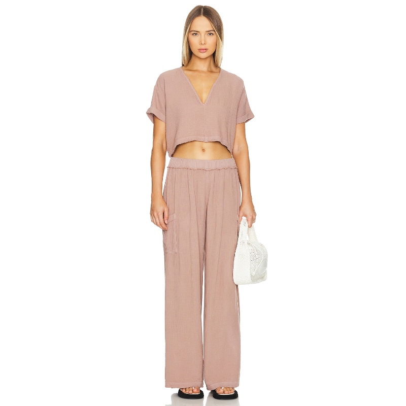 MONROW Gauze Wide Leg Cargo 美式休闲风REVOLVE小众新款 - 图2