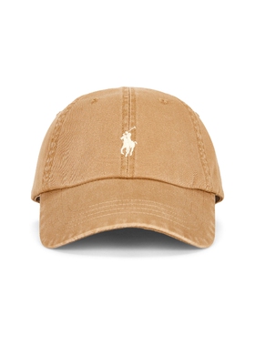Polo Ralph Lauren浅卡其水洗斜纹小马刺绣复古风棒球帽REVOLVE
