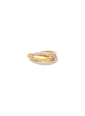 SHASHI 金色闪钻轻奢高级感戒指复古叠戴设计感指环REVOLVE新款