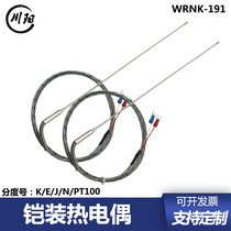 Armoured thermocouple K type electric heat couple WRNK-191 bendable thermometric probe E type J type PT100 thermal resistance