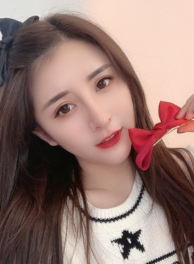 新年红色立体蝴蝶结发夹女