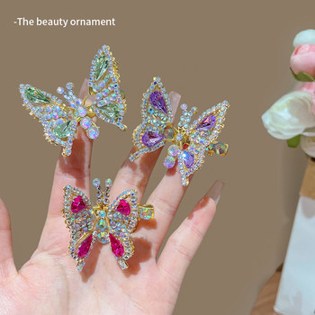 hairpins ເດັກນ້ອຍທີ່ມີ hairpins butterfly rhinestone ເຄື່ອນ, hairpins ງາມທີ່ສາມາດບິນໄດ້, clips ສໍາລັບຜົມຫັກແລະ bangs clips