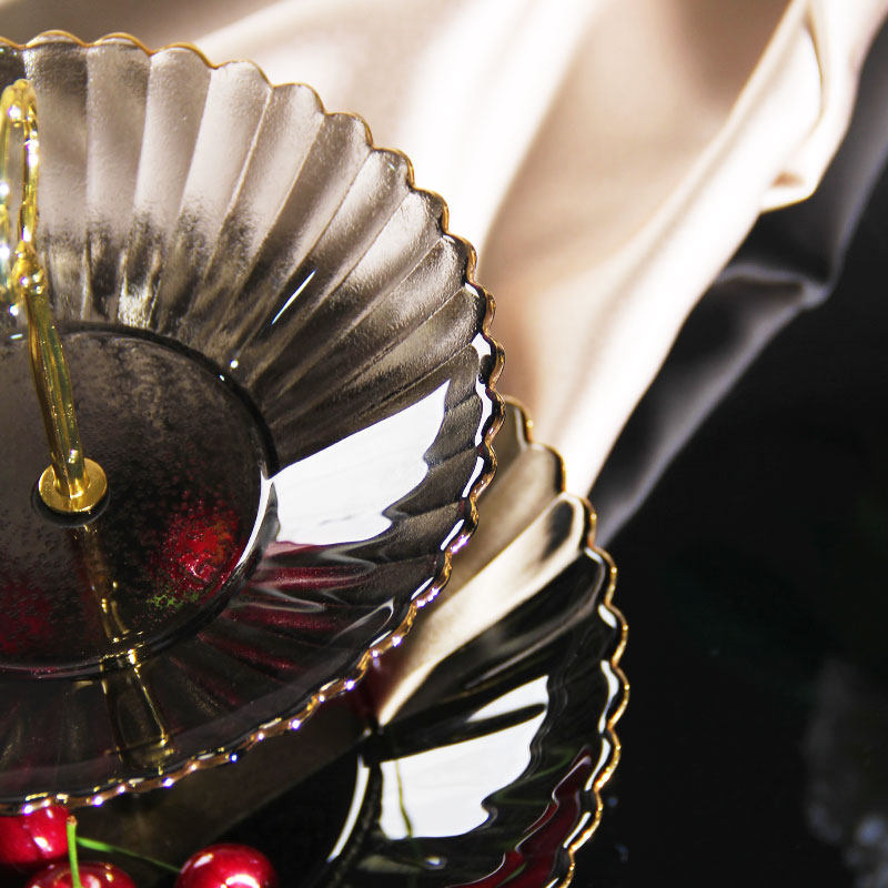 果盘高档轻奢双层玻璃糖果零食盘前台创意家用客厅茶几水果盘摆件,淘宝优惠券,粉丝福利购,淘宝优惠卷