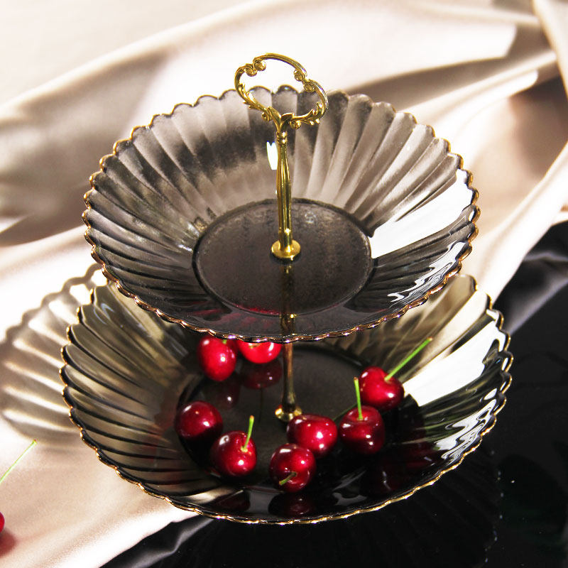 果盘高档轻奢双层玻璃糖果零食盘前台创意家用客厅茶几水果盘摆件,淘宝优惠券,粉丝福利购,淘宝优惠卷