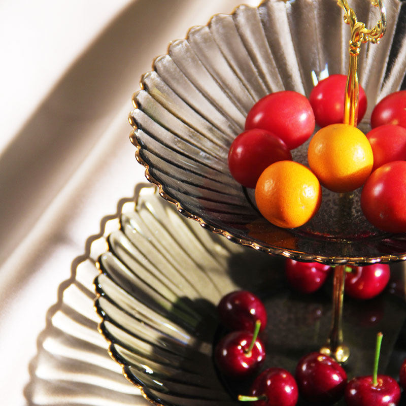 果盘高档轻奢双层玻璃糖果零食盘前台创意家用客厅茶几水果盘摆件,淘宝优惠券,粉丝福利购,淘宝优惠卷