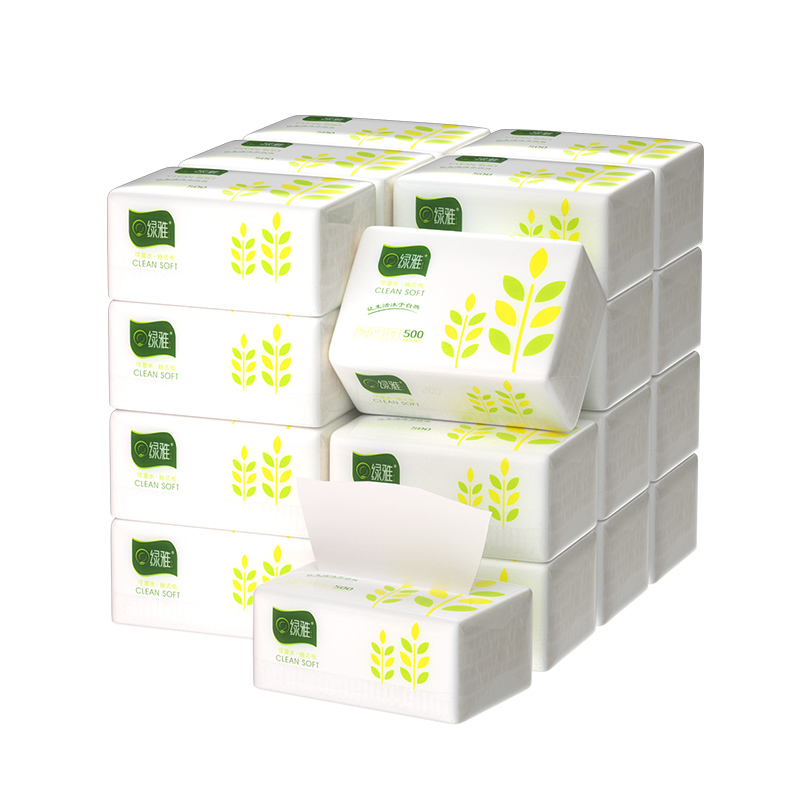 绿雅抽纸16包纸巾家用整箱实惠装婴儿面纸餐巾纸卫生纸纸抽家庭装 - 图3
