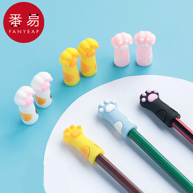 铅笔套B1pq801-可爱猫爪铅笔帽笔盖子学生延长铅笔保护套文具 - 图2