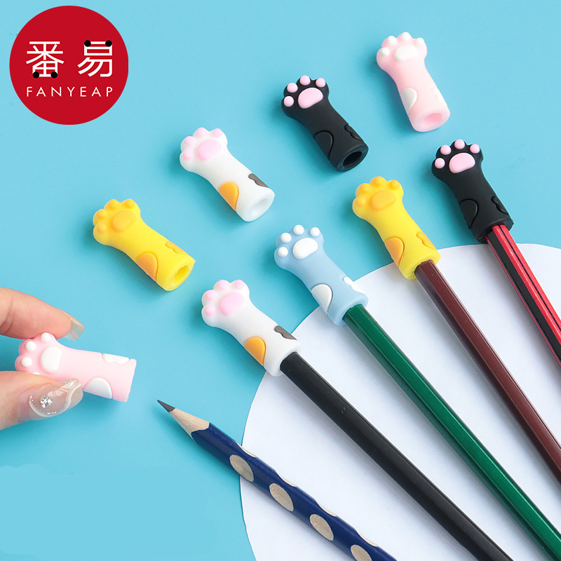 铅笔套B1pq801-可爱猫爪铅笔帽笔盖子学生延长铅笔保护套文具 - 图1