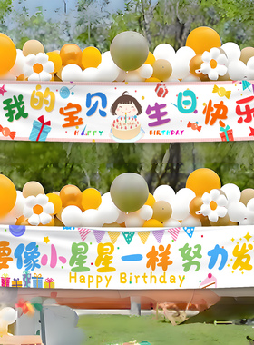 生日快乐横幅小朋友派对拍照装饰