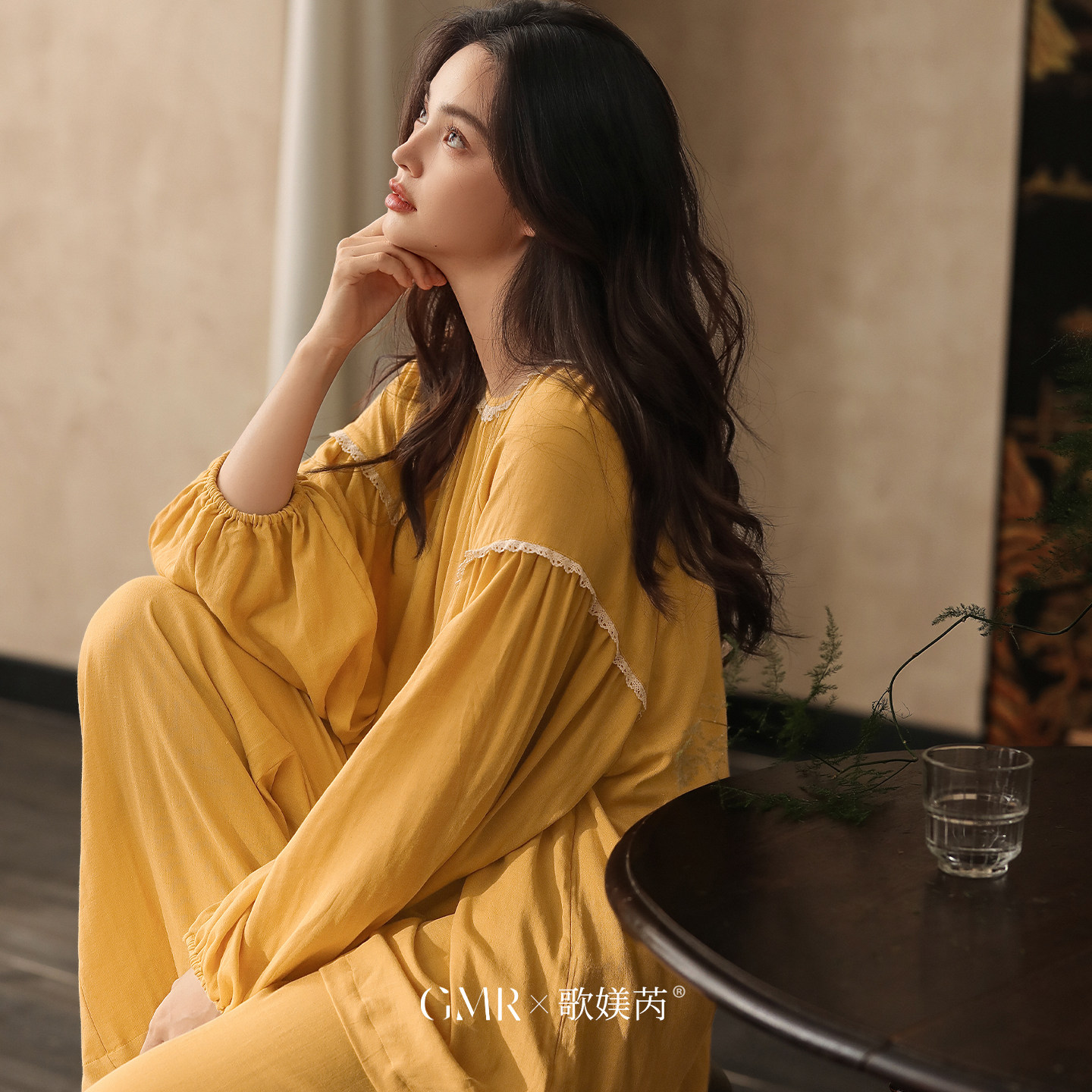 歌媄芮睡衣女夏长袖薄款棉纱法式绝美慵懒套装可外穿家居服春秋季