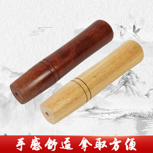 章丘老式铁锅实木木柄炒锅家用长隔热防烫通用锅把手木头长锅柄 - 图1