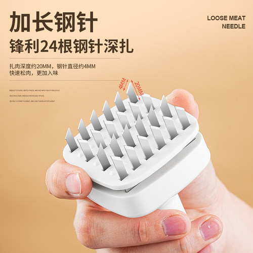 松肉针不锈钢钉猪皮牛肉拍牛排工具断筋嫩肉敲肉锤烤肉牛扒扎肉针 - 图2