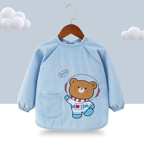 Детский водонепроницаемый фартук, бархатный нагрудник для еды, демисезонный лонгслив, анти-грязь, сзади на завязках