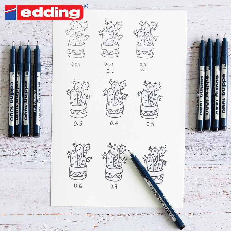 德国edding防水针管笔美术专用勾线笔手账画画中性笔彩色 - 图0