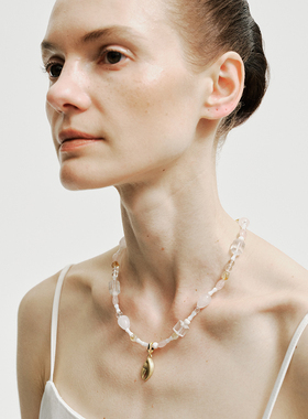 BLOTT 度假系列 多种水晶贝壳粉绿双色海螺项链 水晶贝壳手链