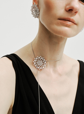 BLOTT 可抽拉钻石雪花珍珠吊坠项链