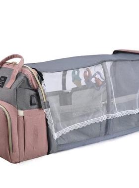 多功能妈咪包韩国ins折叠婴儿床大容量双肩背包妈妈包手提母婴包