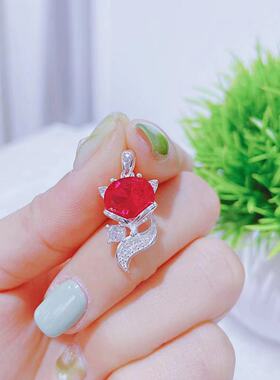 新款足银999六芒星心形单吊坠女