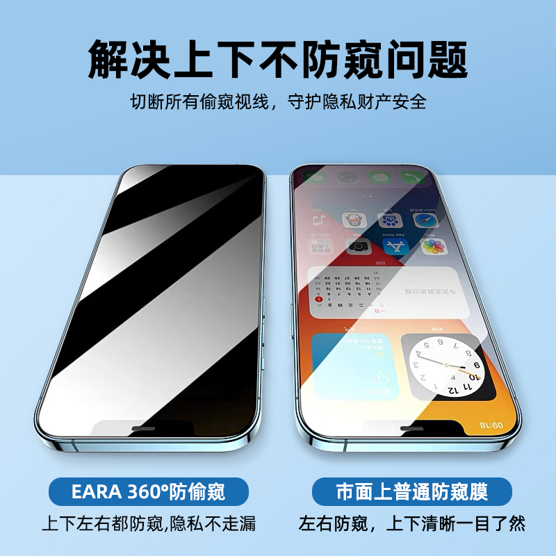 iPhone15防窥钢化膜苹果14/13Promax手机防窥膜12Pro全屏360度防偷窥11偷窥屏xr防摔xsmax抗指纹全包plus贴膜 - 图1