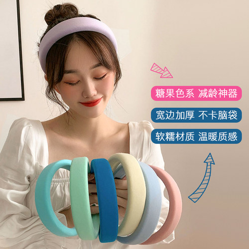 复古法式海绵发箍女高颅顶显脸小的发卡发捆春季港风棕色头箍头饰 - 图2