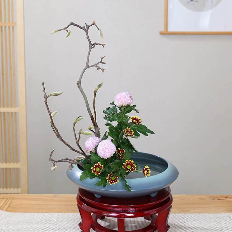 直径約33cmガラス 花器 花瓶 水盤 池坊 草月 小原 自由花 立花 生花 生け花 華道