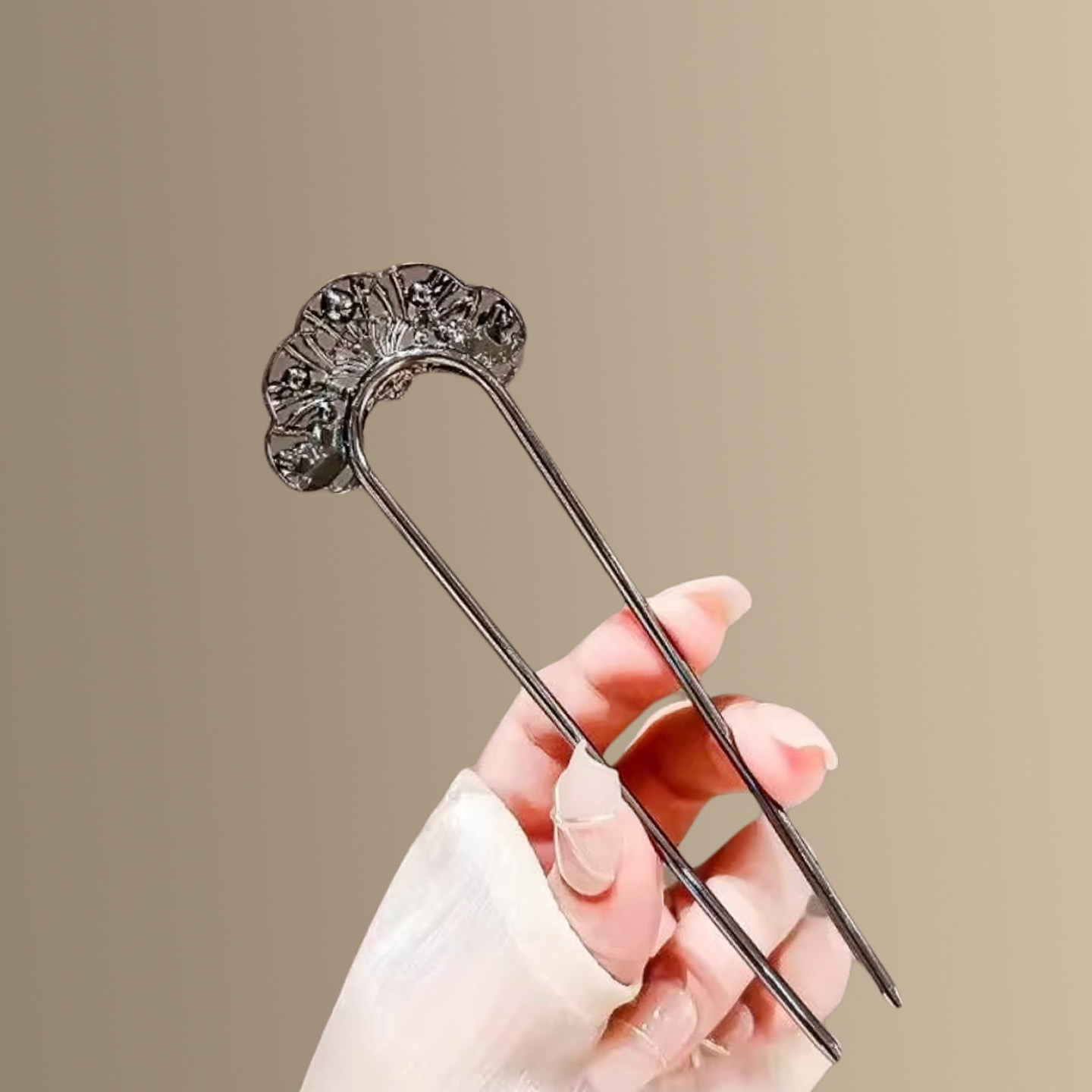 贝影银簪！古风U型水钻发簪！新款新中式简约个性盘发发钗女拎环,淘宝优惠券,粉丝福利购,淘宝优惠卷