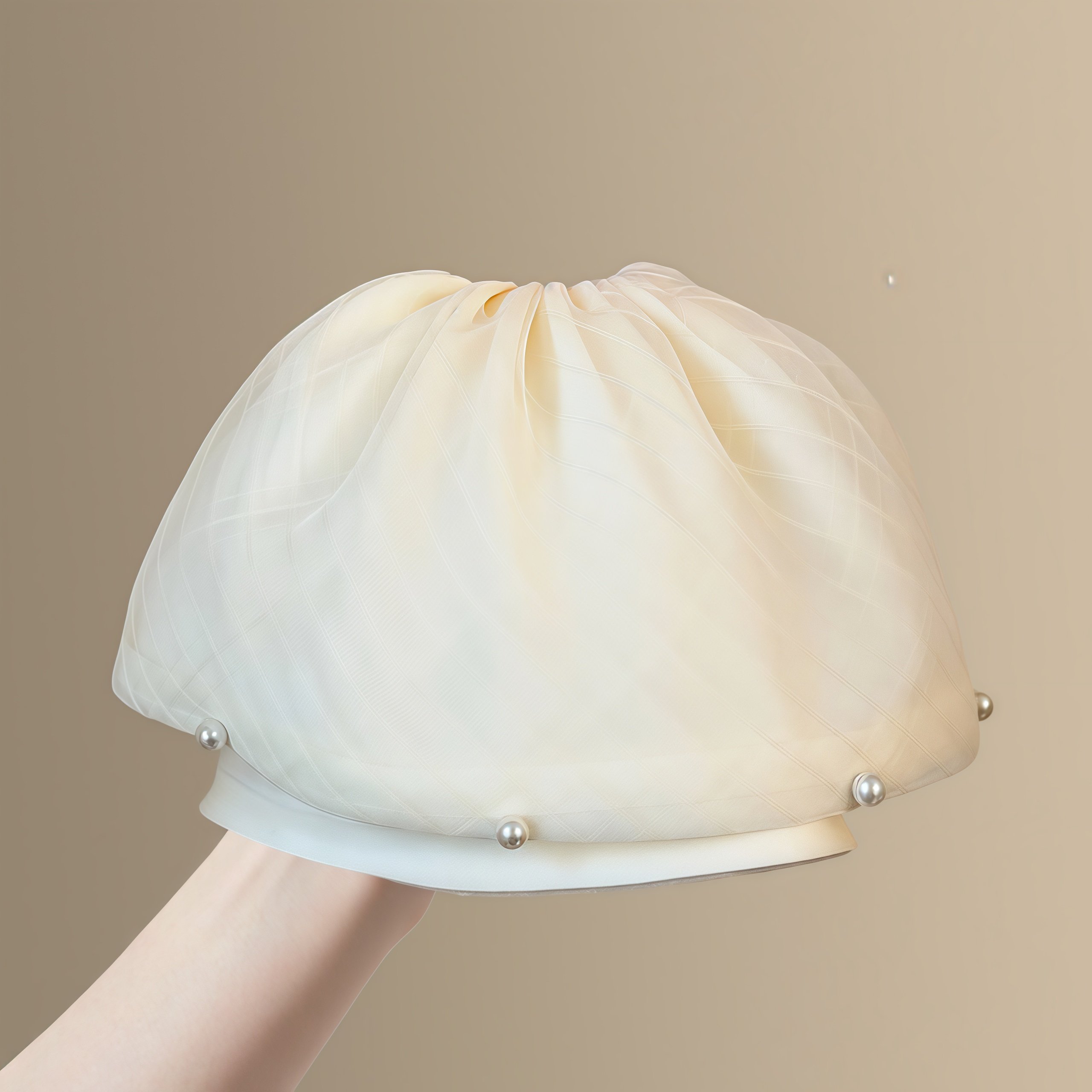 洁白无瑕！白色缎面网纱裙摆马尾夹女！新款高级感珍珠百搭盘发器,淘宝优惠券,粉丝福利购,淘宝优惠卷