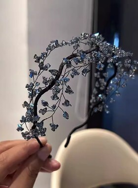 灰色闪闪~水晶手工串珠发箍
