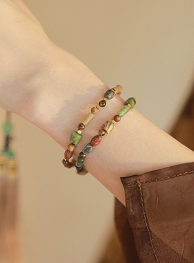 中式彩色天然石串珠手链古风闺蜜