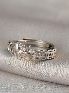 2026新款复古有钱钱币戒指富纳锐男女款高级感小众开口可调节a71